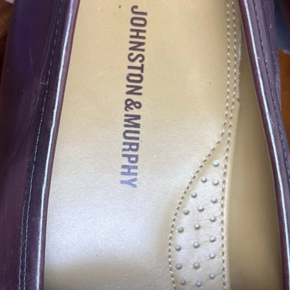 Johnson & Murphy Kilty Tassel Burgundy Leather Loafers Shoes 11 M Dress Slip On
